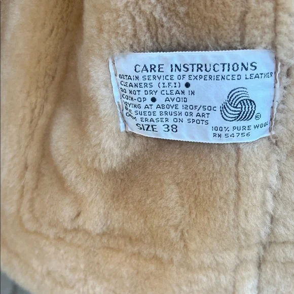 Vintage Sawyer of Napa Men's Tan Shearling Jacket Size 38 - Picture 15 of 16